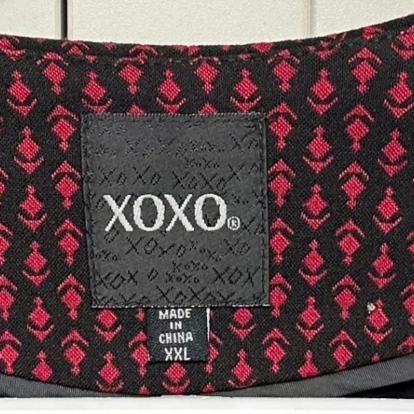 VTG Y2K Womens Blazer Jacket Black Fuchsia Pattern Zipper Pockets Preppy XXL - Picture 5 of 15